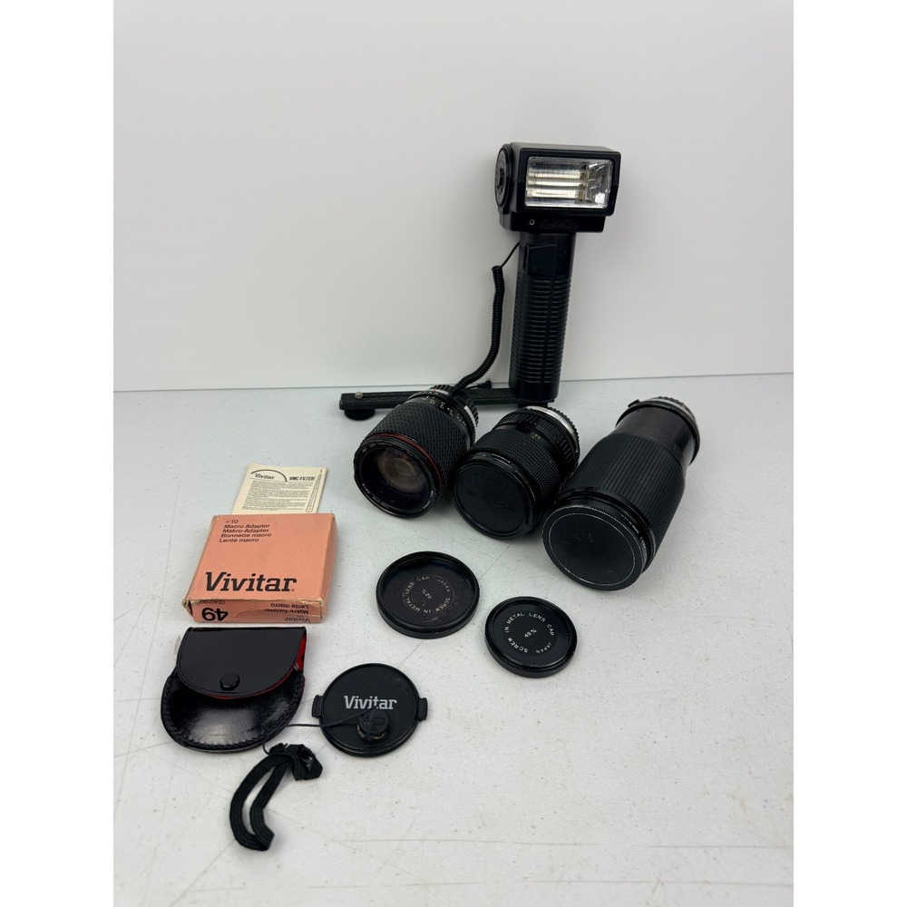 Camera Lense Lot Flash Tokina SZ-X 28-105mm Tamron 28-70mm Vivtar 70-220mm BX